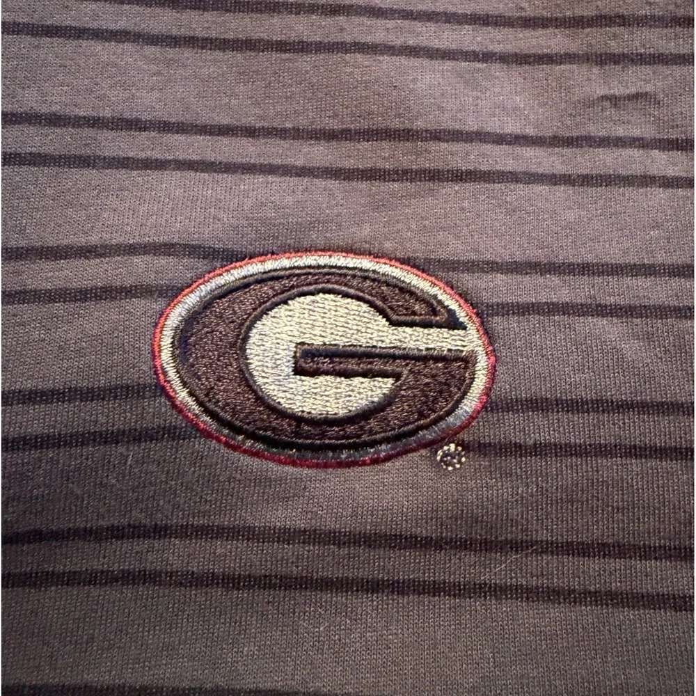Nike Mens Dri-FIT Georgia Bulldogs Polo Shirt Gray Striped Golf Top Large